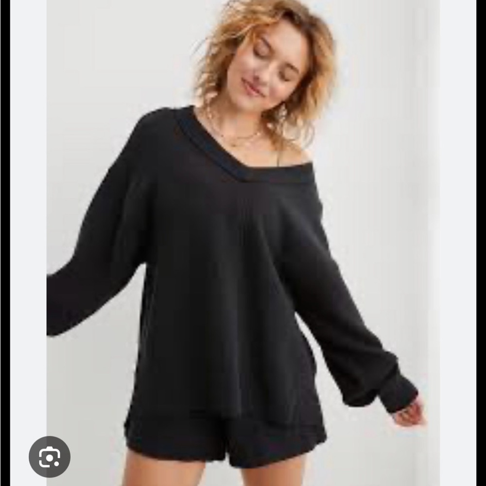 Aerie | Wonder Textured V Neck Sweatshirt